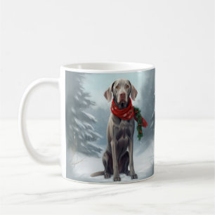 Weimaraner Dog in Snow Christmas Coffee Mug