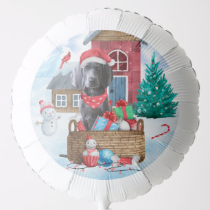 Weimaraner Dog In snow Christmas Dog House Balloon