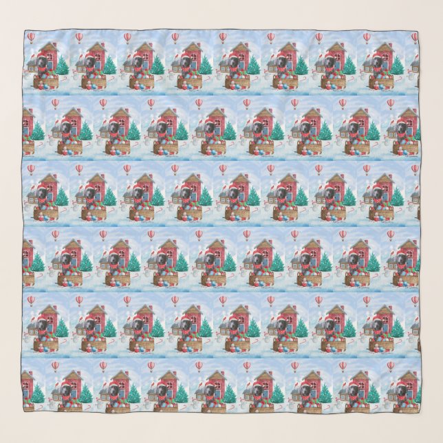 Weimaraner Dog In snow Christmas Dog House Scarf (Front)
