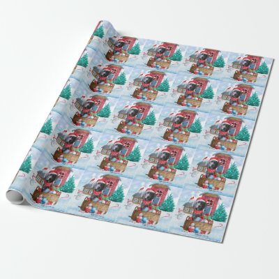 Weimaraner Dog In snow Christmas Dog House Wrapping Paper