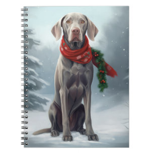 Weimaraner Dog in Snow Christmas Notebook