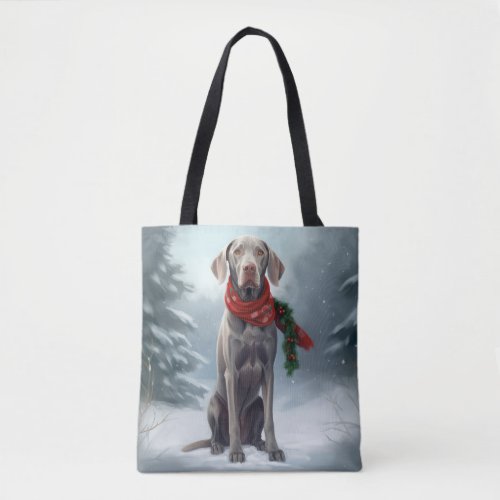 Weimaraner Dog in Snow Christmas Tote Bag