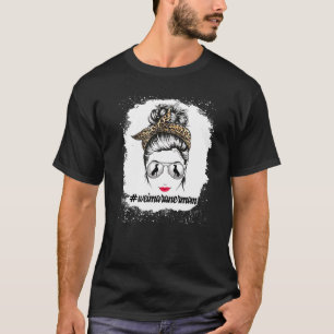 Weimaraner Dog Mom Bleached Messy Bun Leopard Wome T-Shirt