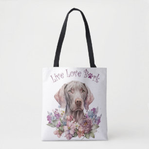 Weimaraner Dog Mom Floral Tote Bag