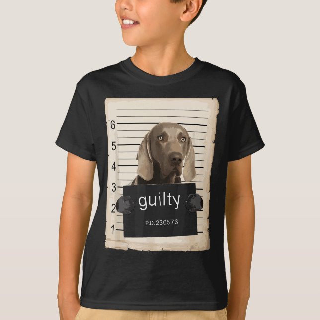 Weimaraner Dog mug shot bad dog T-Shirt (Front)