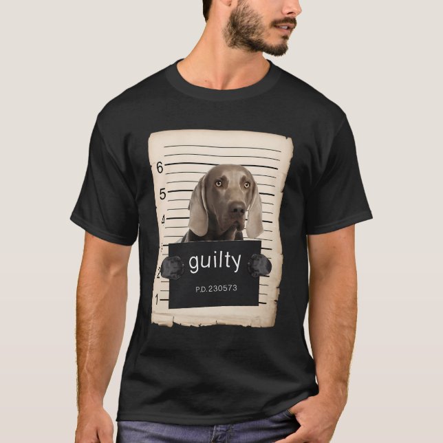 Weimaraner Dog Mug Shot Bad Dog T-Shirt (Front)