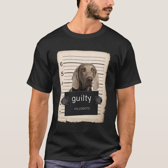Weimaraner Dog Mug Shot Bad Dog T-Shirt (Front)