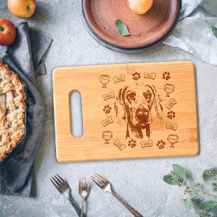 Weimaraner Dog Paws Treats Family Name Monogram Engraved Cutting Board