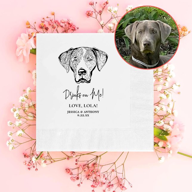Weimaraner Dog Personalized Drinks on Me Napkins (Creator Uploaded)