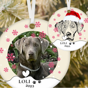 Weimaraner Dog Personalized Hand Drawing Ceramic Ornament
