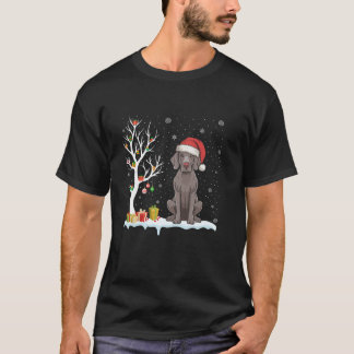 Weimaraner Dog Santa Hat Festive Tree Light Christ T-Shirt
