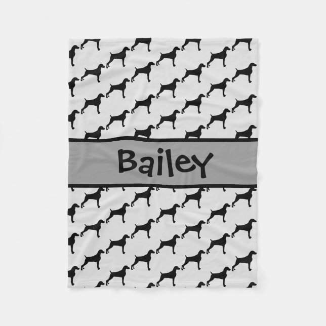 Weimaraner Dog Silhouette CUSTOM Fleece Blanket (Front)