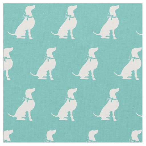Weimaraner Dog Silhouette Pet Teal Fabric
