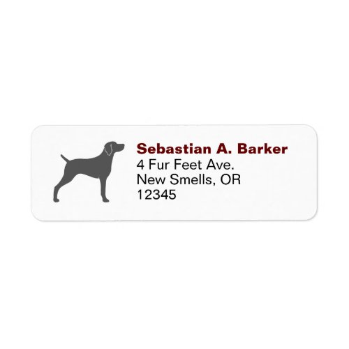 Weimaraner Dog Silhouette Return Address Labels