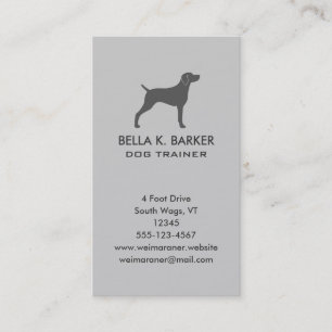 Weimaraner Dog Silhouette Vertical Grey Business Card