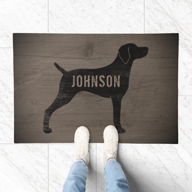 Weimaraner Dog Silhouette Weathered Style Custom Doormat (Indoor)