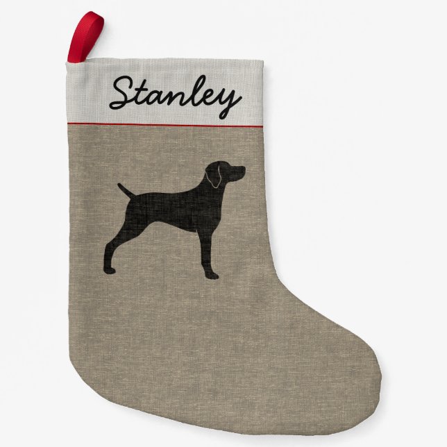 Weimaraner Dog Silhouette Weim Holiday Xmas Custom Small Christmas Stocking (Front)