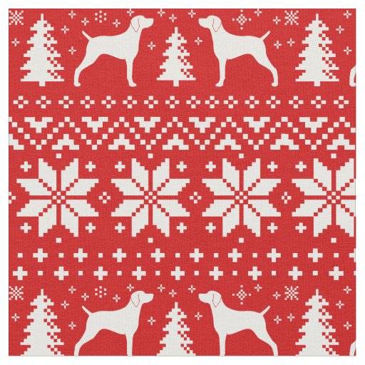 Weimaraner Dog Silhouettes Christmas Holiday Fabric