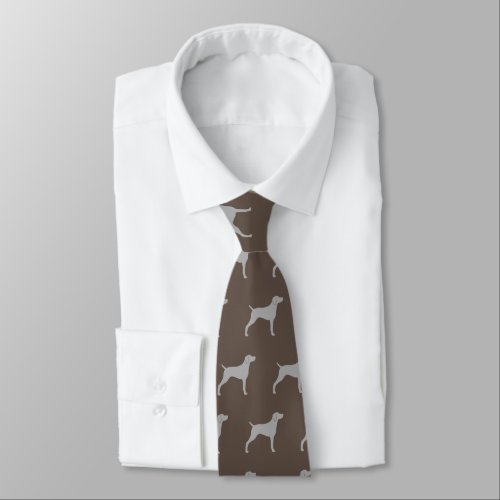 Weimaraner Dog Silhouettes Pattern Brown and Grey Neck Tie