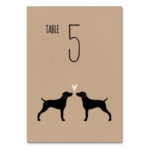 Weimaraner Dog Silhouettes Wedding Reception Table Number