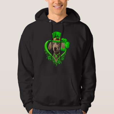 Weimaraner Dog St Patricks Day Lover Irish Shamroc Hoodie