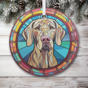 Weimaraner Dog Stained Glass Ornament