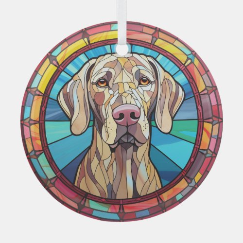 Weimaraner Dog Stained Glass Ornament