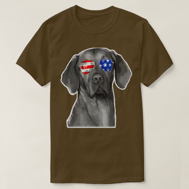 Weimaraner Dog Sunglasses Flag  T-Shirt (Design Front)