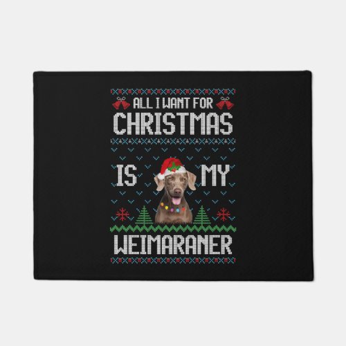 Weimaraner Dog Ugly Christmas Sweater Doormat