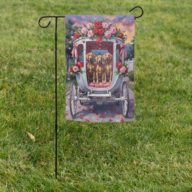 Weimaraner Dog Valentine's Day  Garden Flag (In SItu)