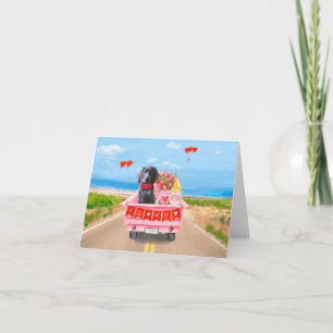 Weimaraner Dog Valentine's Day Truck Hearts Card