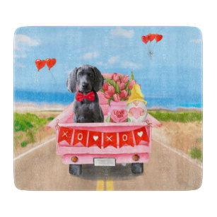 Weimaraner Dog Valentine's Day Truck Hearts Cutting Board