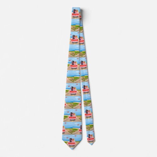 Weimaraner Dog Valentines Day Truck Hearts Neck Tie