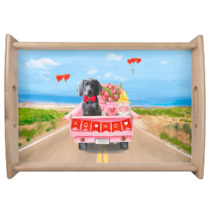 Weimaraner Dog Valentine's Day Truck Hearts Serving Tray