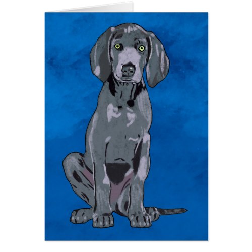 Weimaraner Dog Watercolor Art Portrait Faux