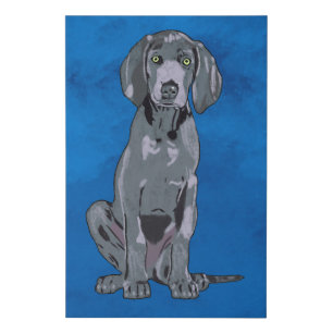 Weimaraner Dog Watercolor Art Portrait Faux Canvas Print