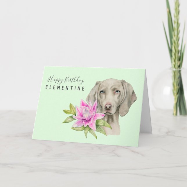 Weimaraner Dog Watercolor Birthday Card (Front)