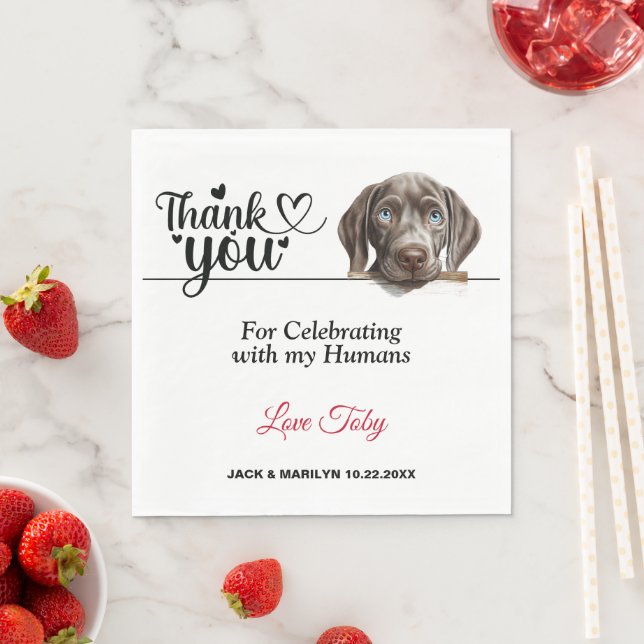 Weimaraner Dog Wedding Thank You Napkins (Insitu)