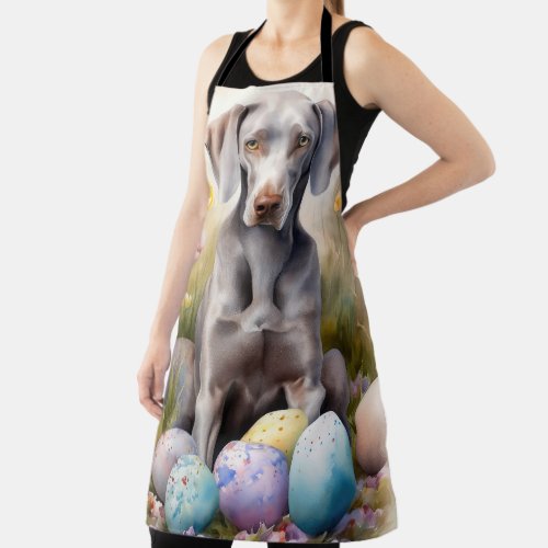 Weimaraner Dog with Easter Eggs Holiday Apron