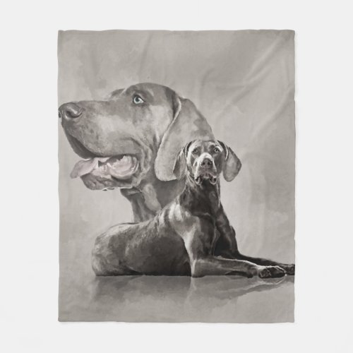 Weimaraner Dogs Collage 2 Fleece Blanket