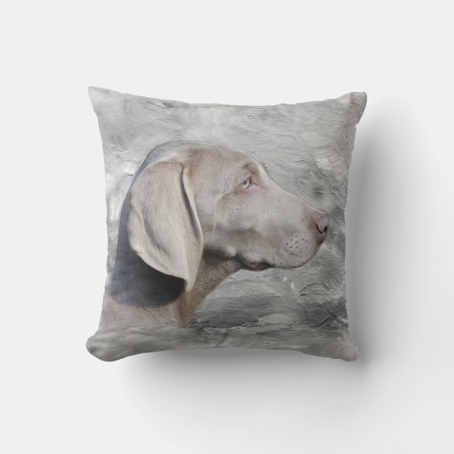 Weimaraner face throw pillow (Front)