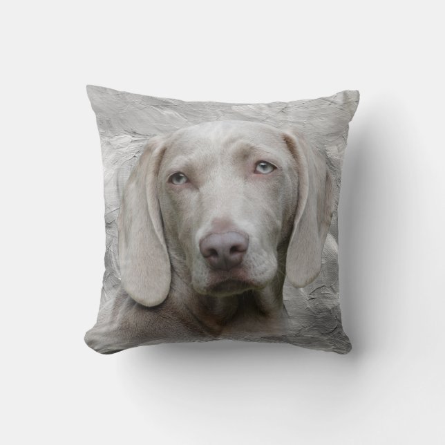 Weimaraner face throw pillow (Front)