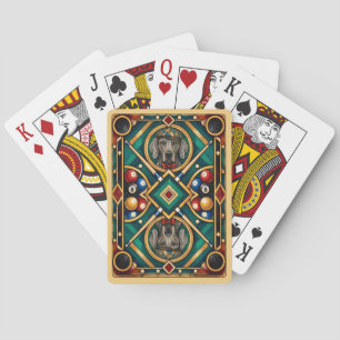 Weimaraner, Geometric Mosaic Poker Cards