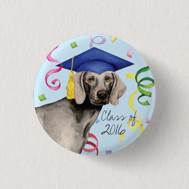 Weimaraner Graduate Pinback Button (Front)