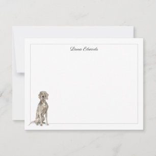 Weimaraner Gray Border Personalized Note Card