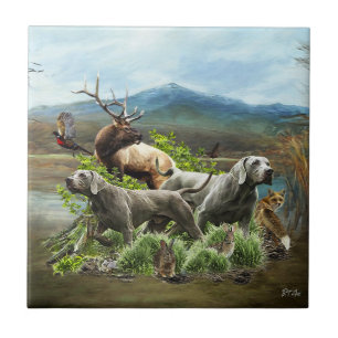 Weimaraner, "Grey Ghost" Ceramic Tile