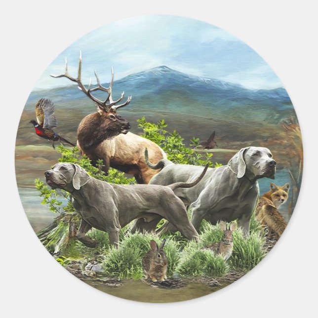 Weimaraner, "Grey Ghost"  Classic Round Sticker (Front)