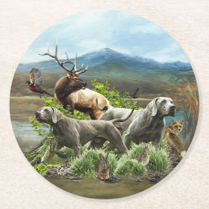 Weimaraner, "Grey Ghost"  Round Paper Coaster