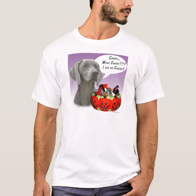Weimaraner Halloween Candy T-Shirt (Front)