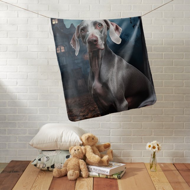 Weimaraner Halloween Scary Baby Blanket (In Situ)